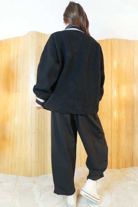 Greenwich Village Knit Bomber Jacket Black Denim /11=